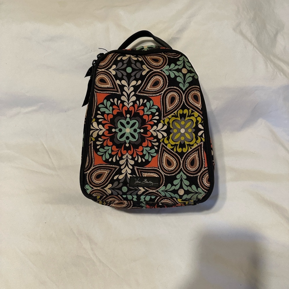 Vera Bradley Black and Multicolor Floral Cosmetic Bag